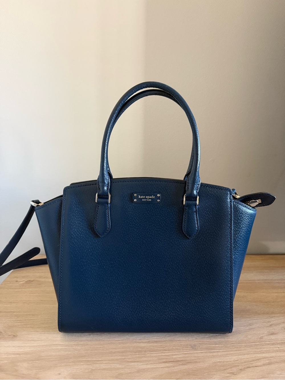 Kate Spade New York Jeanne Medium Satchel Navy Blue Leather Handbag